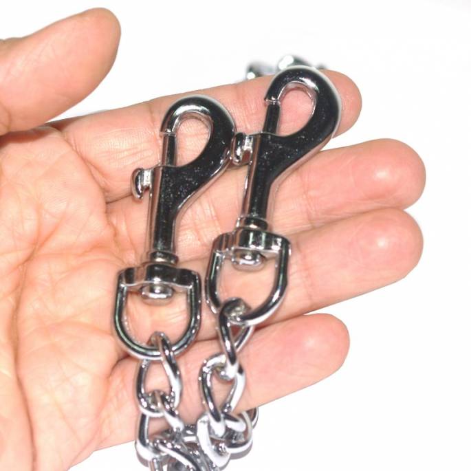 CHAINE CHROME 50 CM + 2 MOUSQUETONS