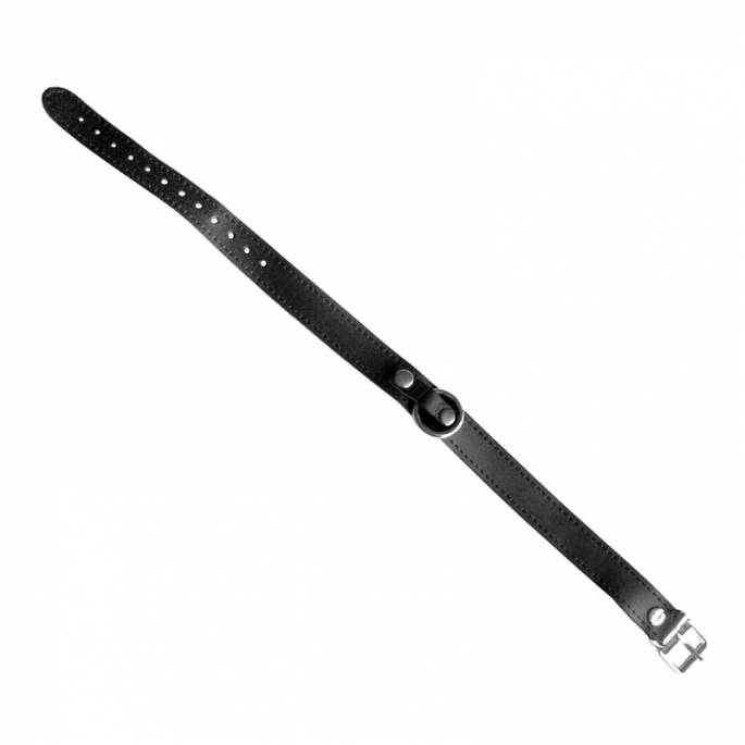 COLLIER CUIR FIN NOIR + ANNEAU