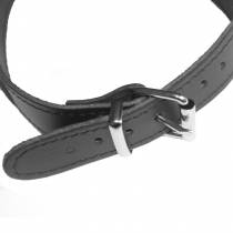 COLLIER CUIR FIN NOIR + ANNEAU