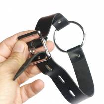 HALSBAND MIT RING AUS SCHWARZEM LEDER MIT VORHÄNGESCHLOSS