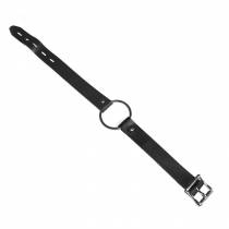 HALSBAND MIT RING AUS SCHWARZEM LEDER MIT VORHÄNGESCHLOSS