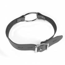 HALSBAND MIT RING AUS SCHWARZEM LEDER MIT VORHÄNGESCHLOSS