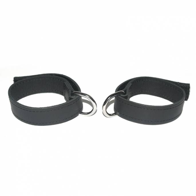 CHEVILLERE CUIR NOIR VELCRO + MOUSQUETON