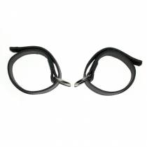 CHEVILLERE CUIR NOIR VELCRO + MOUSQUETON