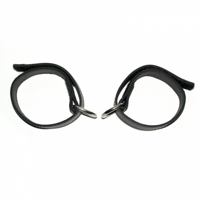 CHEVILLERE CUIR NOIR VELCRO + MOUSQUETON