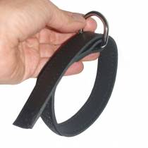 CHEVILLERE CUIR NOIR VELCRO + MOUSQUETON