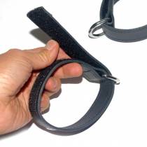 CHEVILLERE CUIR NOIR VELCRO + MOUSQUETON