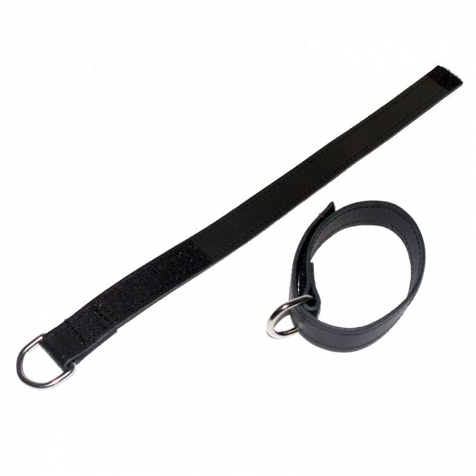 KNÖCHELSTÜTZE AUS SCHWARZEM LEDER MIT KLETTVERSCHLUSS + KARABINERHAKEN