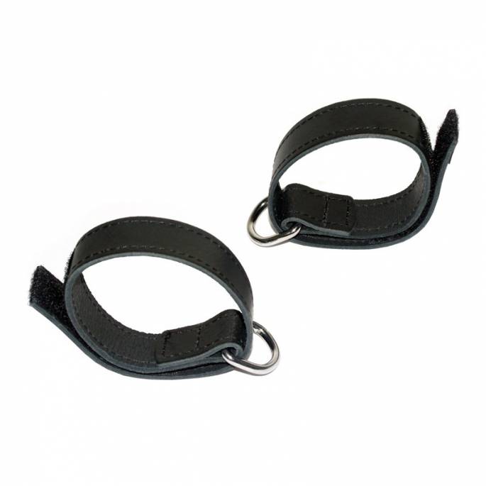 KNÖCHELSTÜTZE AUS SCHWARZEM LEDER MIT KLETTVERSCHLUSS + KARABINERHAKEN