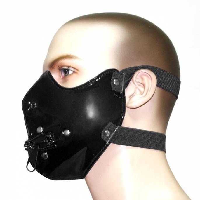 MAULKORB VINYL SCHWARZ + REISSVERSCHLUSS MUND