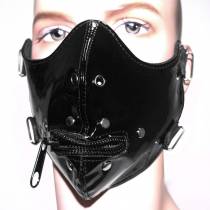 BLACK VINYL MUZZLE + MOUTH ZIPPER