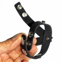 COCKRING CUIR NOIR DIVIDER V-STYLE