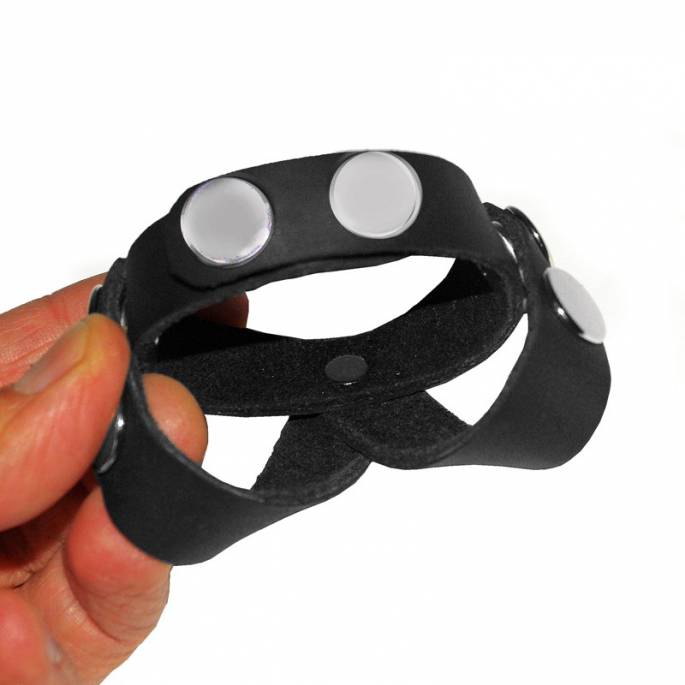 COCKRING CUIR NOIR DIVIDER V-STYLE