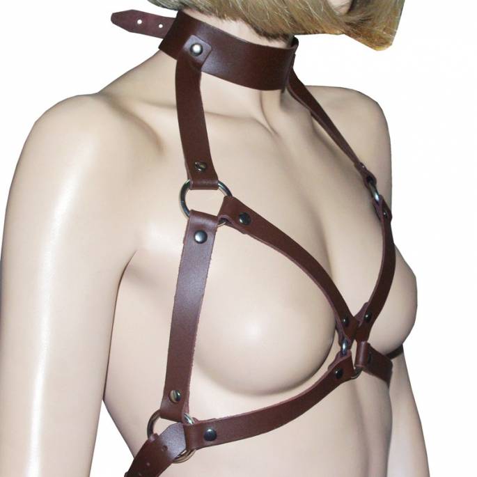 HARNAIS S.G. + COLLIER CUIR MARRON