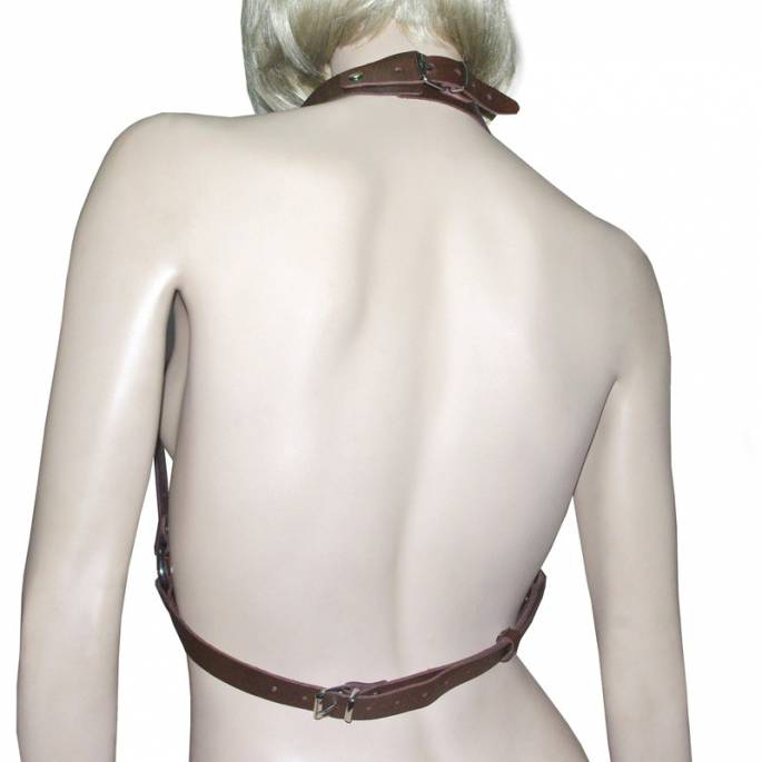 HARNAIS S.G. + COLLIER CUIR MARRON