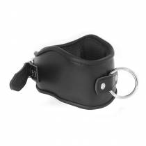 HALSBAND AUS SCHWARZEM LEDER + GROSSER RING