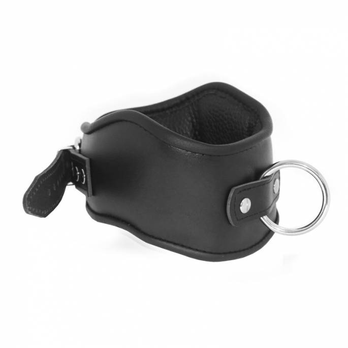 COLLIER MINERVE CUIR NOIR + GROS ANNEAU