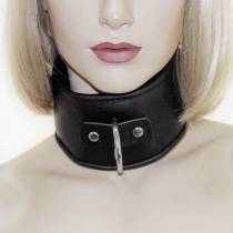 COLLIER MINERVE CUIR NOIR + GROS ANNEAU