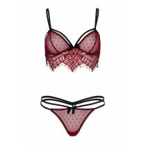 ENSEMBLE STRING+SG DENTELLE CHANTILLY BURGUNDY