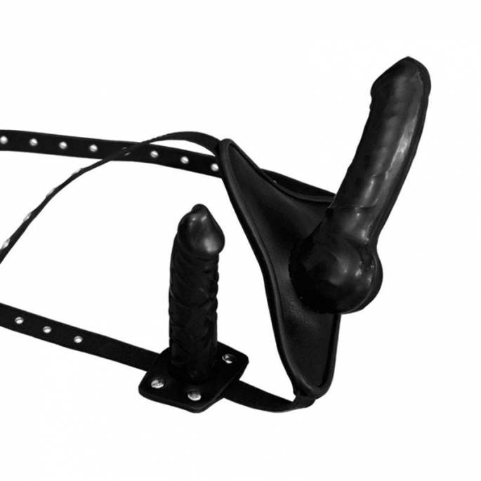 HARNAIS CUIR GODE + PLUG INTÉGRÉ NOIR