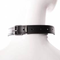COLLIER CUIR NOIR + ANNEAU