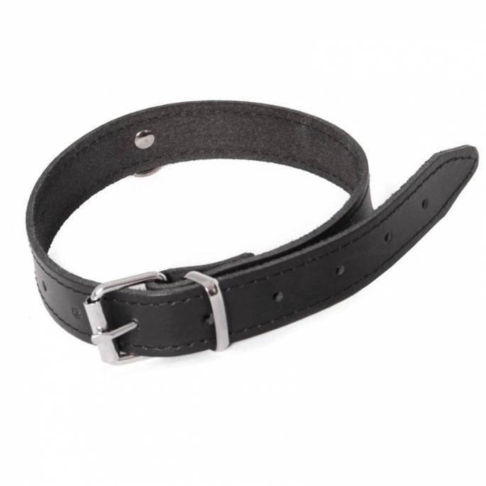 COLLIER CUIR NOIR + ANNEAU