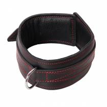COLLIER CUIR NOIR COUTURE ROUGE CADENASSABLE