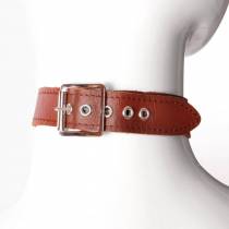 COLLIER CUIR MARRON 2,5CM