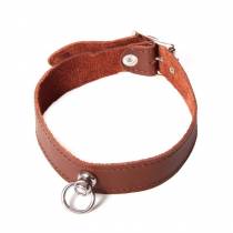 COLLIER CUIR MARRON 2,5CM