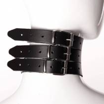 3-STRIPES BLACK LEATHER NECKLACE
