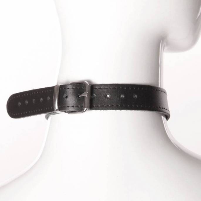 HALSBAND AUS FEINEM LEDER SCHWARZ + RING