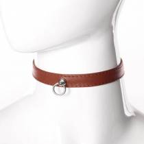 COLLIER CUIR MARRON FIN 1,5CM