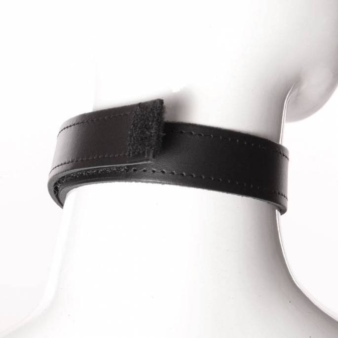 COLLIER CUIR NOIR ANNEAU ET FERMOIR