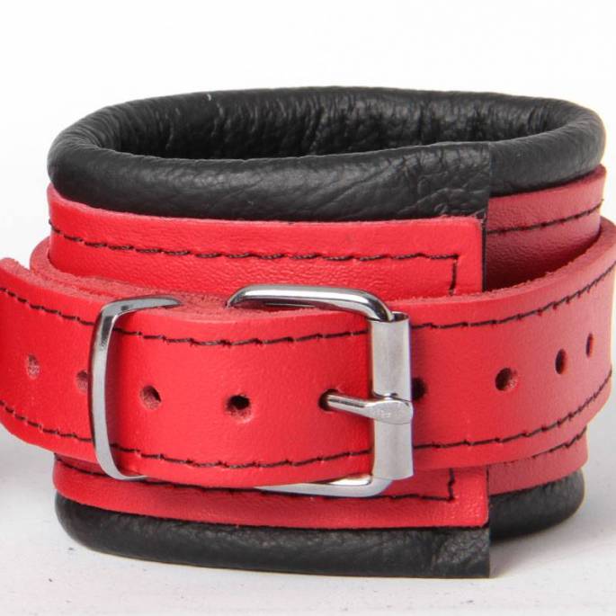 HANDSCHELLEN LEDER ROT/SCHWARZ