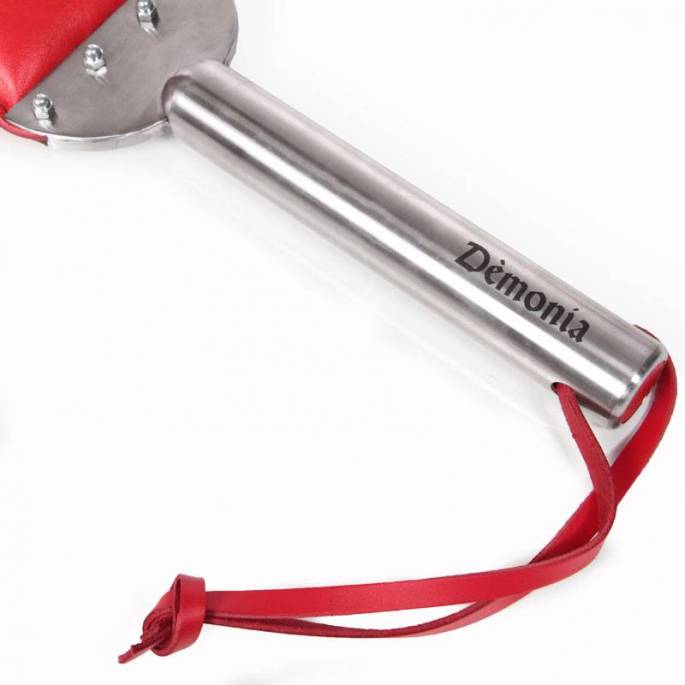 GRAND PADDLE CUIR ROUGE MANCHE ACIER