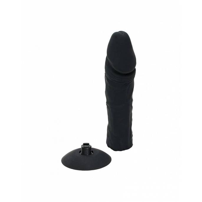 DILDO MIT ABNEHMBAREM SAUGNAPF SILIKON SCHWARZ