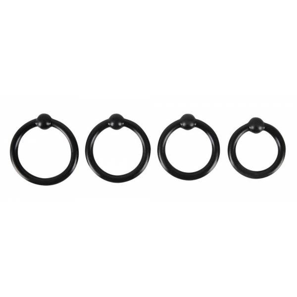SET 4 BLACK SILICONE COCKRINGS (25.28.30.32mm)