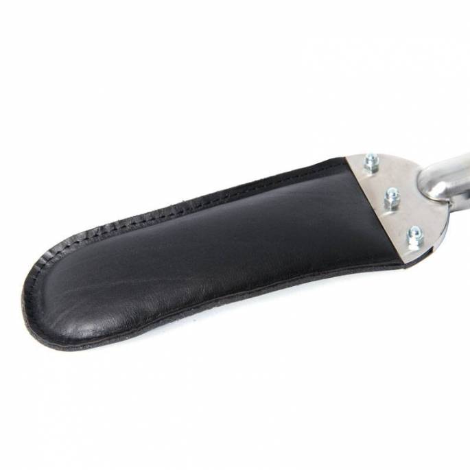 PADDLE CUIR NOIR MANCHE ACIER - LUXE