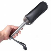 PADDLE CUIR NOIR MANCHE ACIER - LUXE