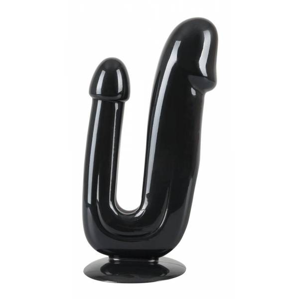 DILDO MIT SAUGNAPF SCHWARZ DOPPELPENETRATION