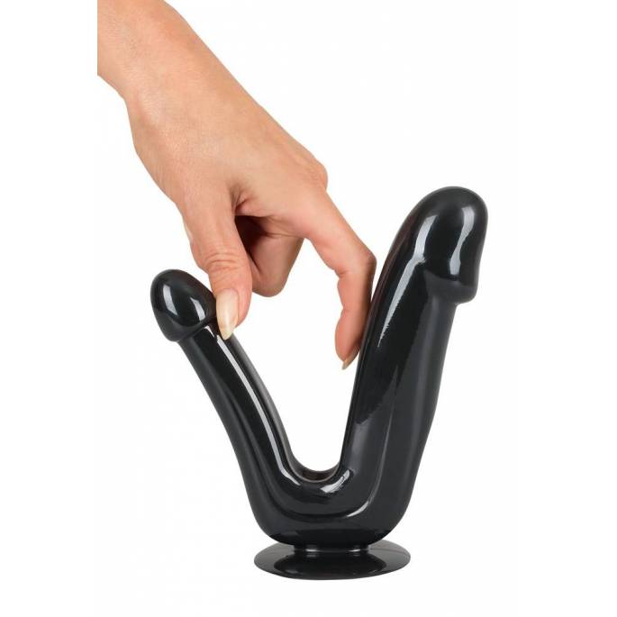 DILDO MIT SAUGNAPF SCHWARZ DOPPELPENETRATION