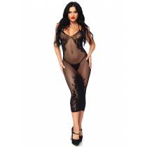 ROBE MI MOLLET RÉSILLE ET DENTELLE T.U