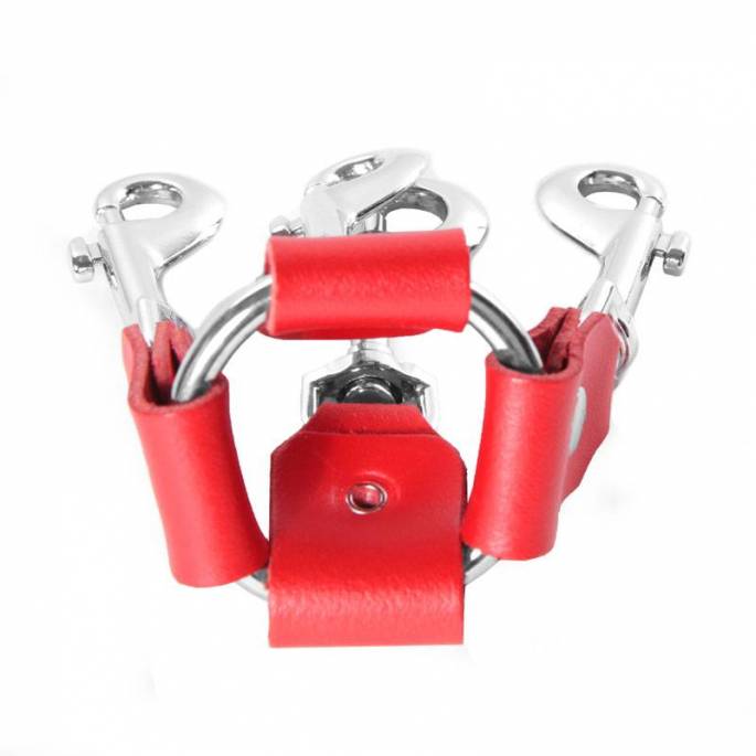 KREUZ KARABINER LEDER ROT