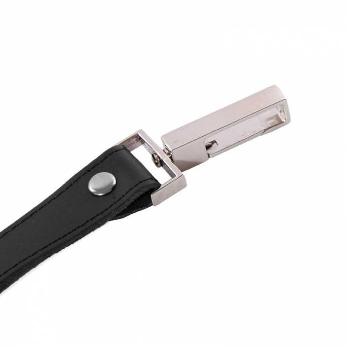 LAISSE CUIR MOUSQUETON CARRE ( 50 CM )