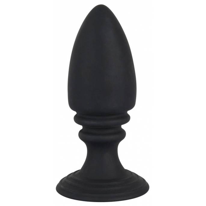 PLUG ANAL SILICONE NOIR Ø4.6cm + VENTOUSE