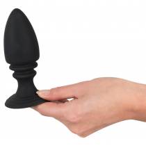 PLUG ANAL SILIKON SCHWARZ Ø4.6cm + VENTOUSE