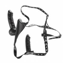 HARNAIS CUIR GODE + PLUG INTÉGRÉ NOIR