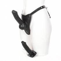 HARNAIS CUIR GODE + PLUG INTÉGRÉ NOIR