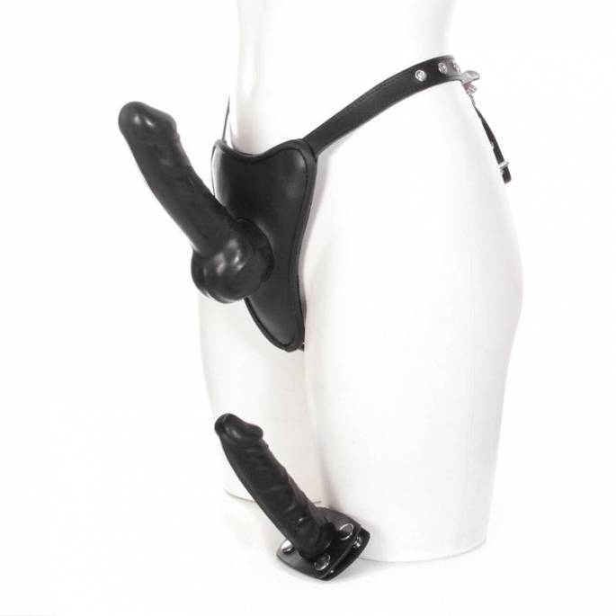 HARNAIS CUIR GODE + PLUG INTÉGRÉ NOIR