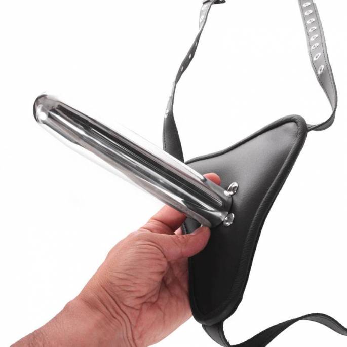 HARNAIS CUIR GODE METAL + PLUG INTÉGRÉ